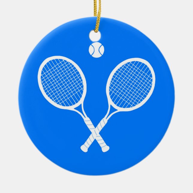 Tennis Rackets Blue Hintergrund Keramik Ornament (Vorne)
