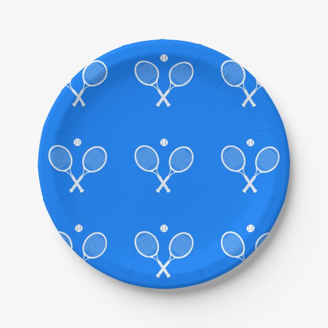 Tennis Rackets Blue Hintergrund Pappteller (Vorderseite)