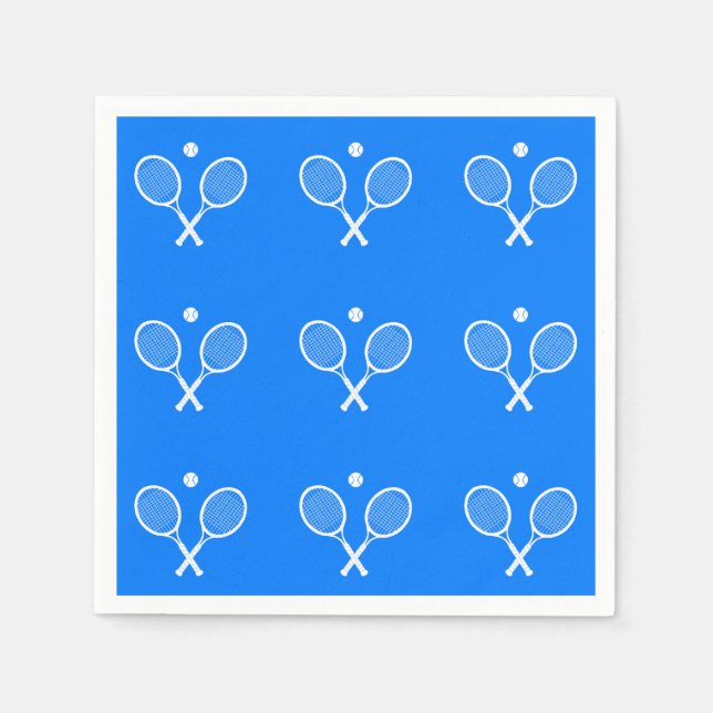 Tennis Rackets Blue Hintergrund Serviette (Vorderseite)