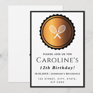 Tennis Rackets Gold & Black Elegante Sport Stilvol Einladung