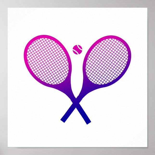 Tennis Rackets Magenta bis Lila Ombre Poster (Vorne)