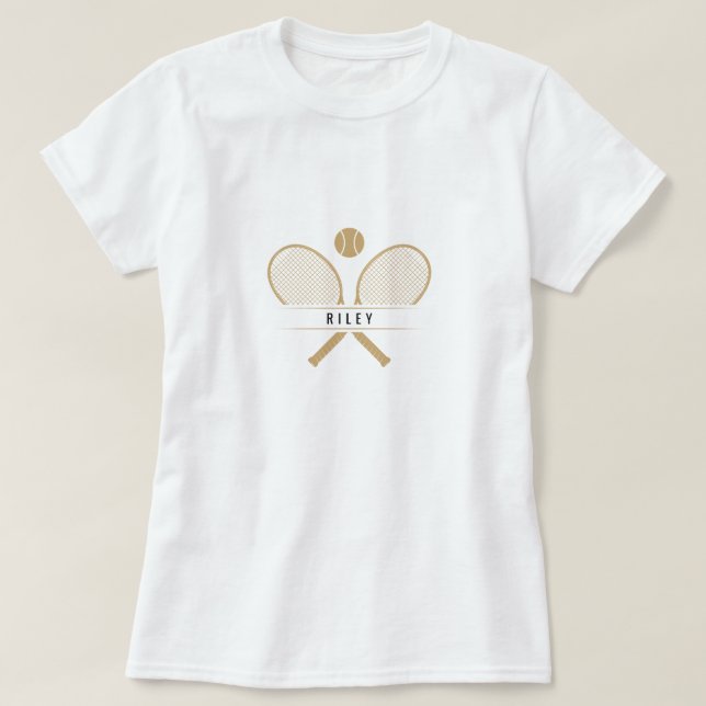 Tennis Rackets & Name Personalisiert Tennis T-Shirt (Design vorne)