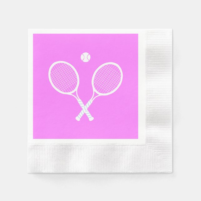 Tennis Rackets Party Deep Pink Serviette (Vorderseite)