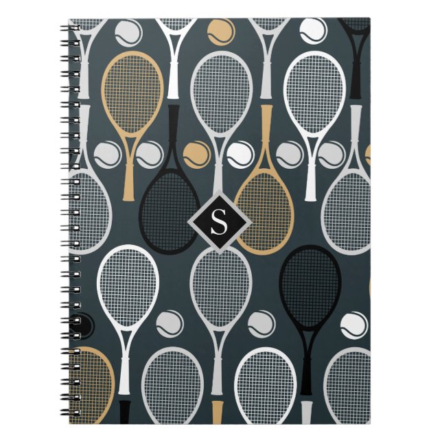 Tennis-Rackets Personalisierter Mit Monogramm Spor Notizblock (Vorderseite)
