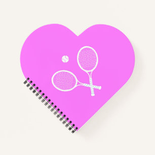 Tennis Rackets Rosa Herz Notizbuch