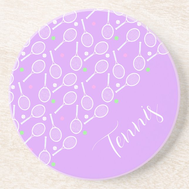 Tennis-Rackets und Balls Lilac-Untersetzer Getränkeuntersetzer (Vorne)