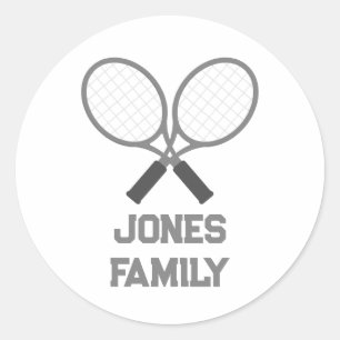 Tennis-Rackets und Name Family Wiedersehen Runder Aufkleber