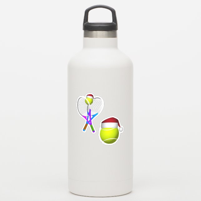 Tennis Rackets und Tennisball Weihnachten Aufkleber (Wassserflasche)