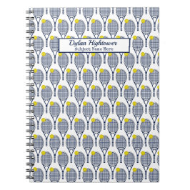 Tennis Racquet | Ball Muster Weißer Name | Gegenst Notizblock