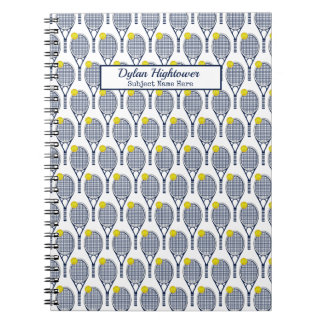 Tennis Racquet | Ball Muster Weißer Name | Gegenst Notizblock