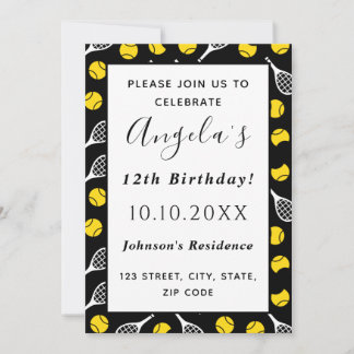 Tennis Racquet Ball Pattern Kindergeburtstag Party Einladung