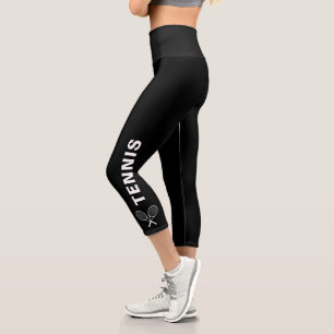 Tennis Racquet Benutzerdefinierter Text oder Teamn Capri Leggings