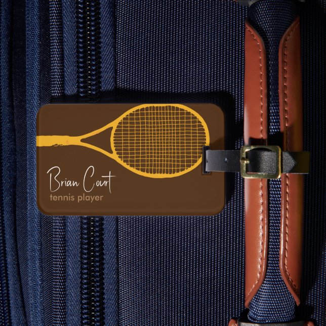 Tennis Racquet Personalisiert Brown Gepäckstück Gepäckanhänger (Vorderseite Insitu 4)