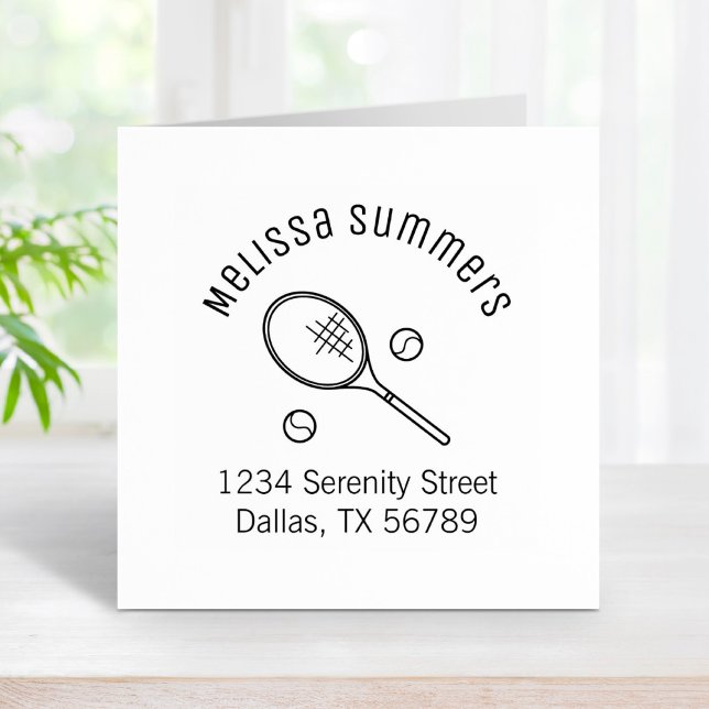 Tennis Racquet Racket und Balls Arme Adresse Gummistempel (Von Creator hochgeladen)