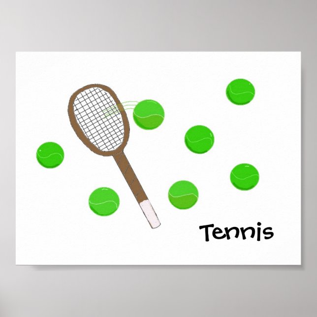 Tennis Racquet und Tennisbälle Poster (Vorne)