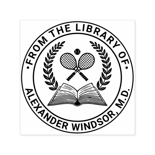 Tennis Racquets Book Wreath #1LR Permastempel (Design)