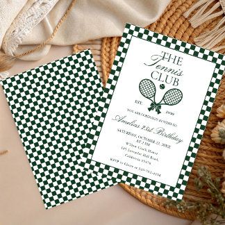 Tennis Retro Grün Bogen Geburtstagseinladung Einladung