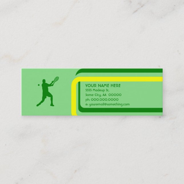 Tennis: Retro-Stil: Mini Visitenkarte (Vorderseite)
