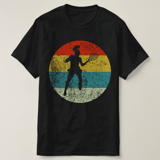 Tennis Retro Vintage Silhouette 70er T-Shirt (Design vorne)