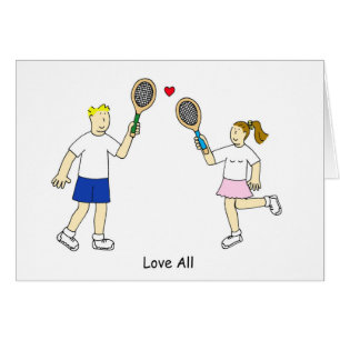 Tennis Romance Liebe Ganzes Cartoon Paar