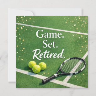 Tennis-Ruhestand mit Schläger und Ball Karte
