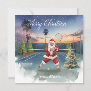 Tennis-Santa auf dem Court Weihnachten