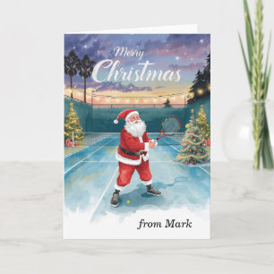 Tennis-Santa auf dem Court Weihnachten  Karte