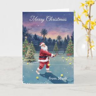 Tennis Santa auf dem Platz Weihnachten  Karte