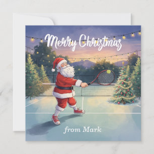 Tennis Santa auf dem Spielfeld Weihnachten