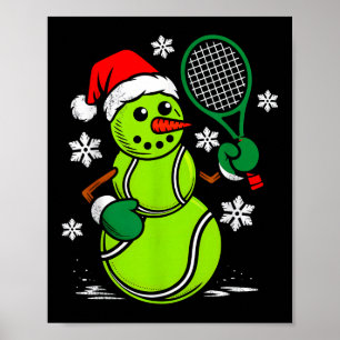 Tennis-Santa-Hut-Schneemann-Weihnachten-Lustiger-T Poster