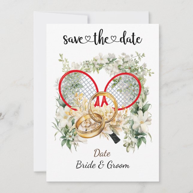 Tennis Save the Date Einladung zur Hochzeitsfeier (Vorderseite)