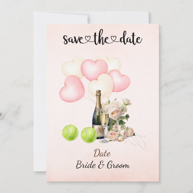 Tennis Save the Date Einladung zur Hochzeitsfeier (Vorderseite)