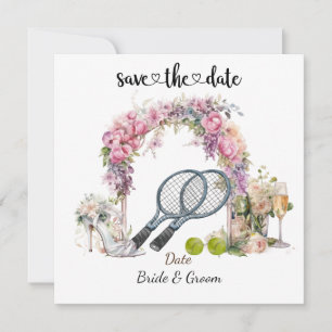 Tennis Save the Date Einladung zur Hochzeitsfeier