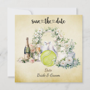 Tennis Save the Date Einladung zur Hochzeitsfeier