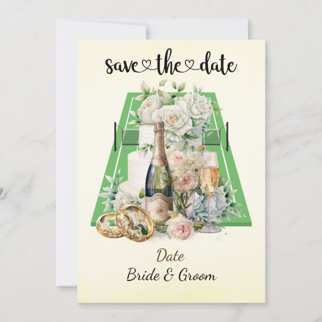 Tennis Save the Date Einladung zur Hochzeitsfeier (Vorderseite)