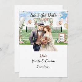 Tennis Save the Date foe Tennis Players Hochzeit Einladung