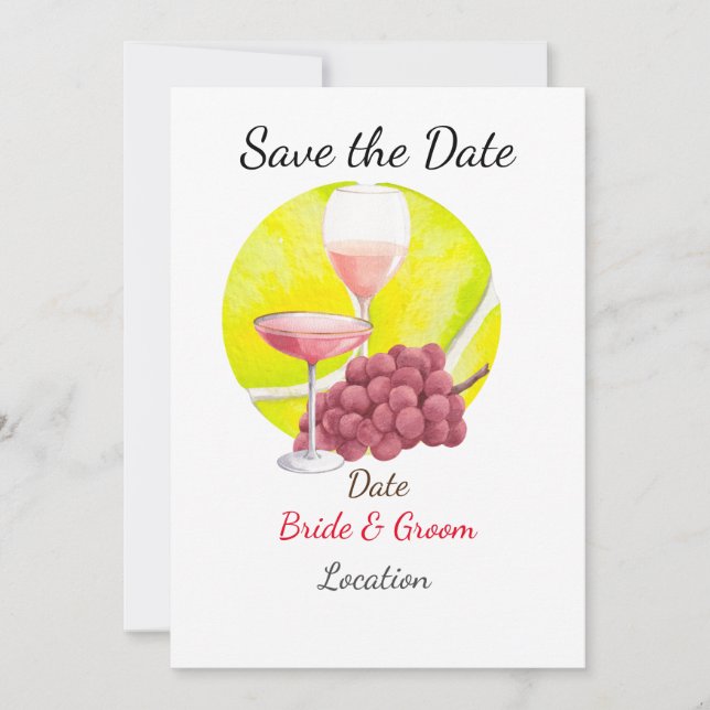 Tennis Save the Date foe Tennis Players Hochzeit Einladung (Vorderseite)