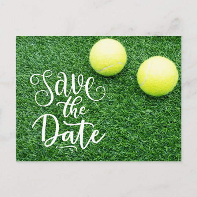 Tennis Save the Date für Party Einladung Postkarte (Vorderseite)
