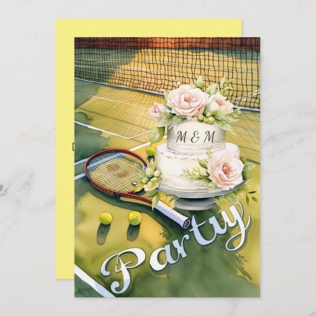 Tennis Save the Date für Tennisspielerhochzeit Einladung (Vorne/Hinten)