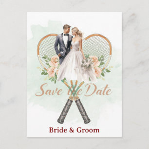 Tennis Save-the-Date-Hochzeits-Einladung Postkarte
