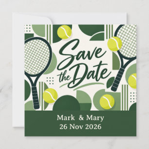 Tennis Save-the-Date-Schläger und Ball-Design