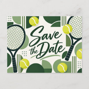 Tennis Save-the-Date-Schläger und Ball-Design Postkarte