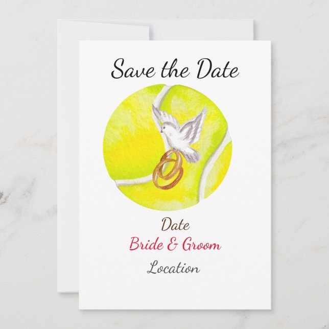 Tennis Save the Date Tennis Players Hochzeit Einladung (Vorderseite)