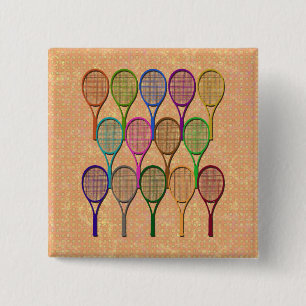 TENNIS-SCHLÄGER im FARBEknopf Button