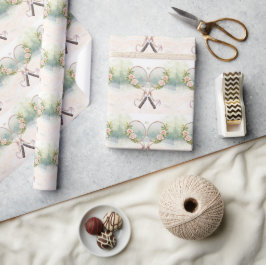 Tennis-Schläger mit Blumenmuster  Geschenkpapier