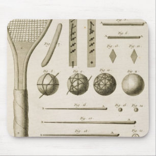 Tennis-Schläger und Billardstöcke, vom 'Encyc Mousepad