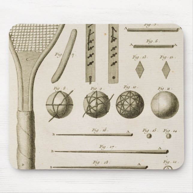 Tennis-Schläger und Billardstöcke, vom 'Encyc Mousepad (Vorne)