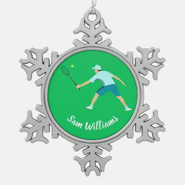 Tennis Schneeflocken Zinn-Ornament (Vorderseite)