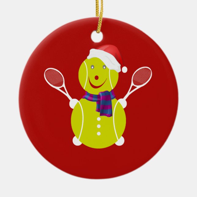 Tennis-Schneemann Keramikornament (Vorne)