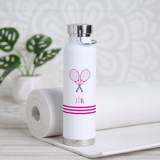 Tennis Schreibwaren Pinker Schläger Monogramm   Trinkflasche (Yoga (gedreht))